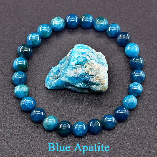 Bracelets originaux en perles d'apatite bleue Reiki pour hommes et femmes, pierre naturelle, Circulation sanguine, stimule l'enthusiasme, bijoux de soins de santé Léor