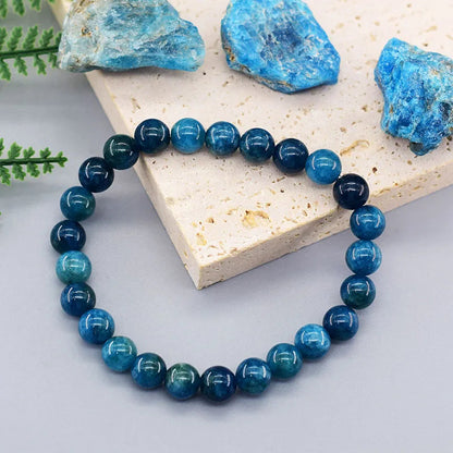 Bracelets originaux en perles d'apatite bleue Reiki pour hommes et femmes, pierre naturelle, Circulation sanguine, stimule l'enthusiasme, bijoux de soins de santé Léor